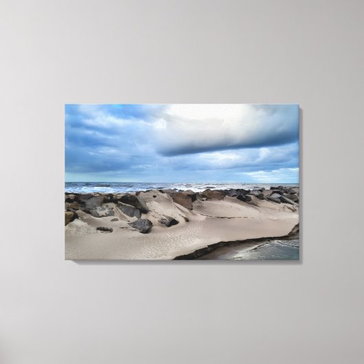 嵐の沿岸海撮影ロッキー海岸線 キャンバスプリント (正面)