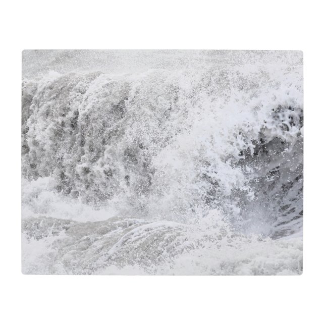 嵐の波が砕ける メタルプリント (正面)