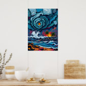 嵐の海と天空の渦巻き ポスター (キッチン)