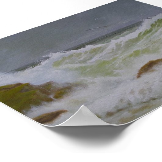 嵐の海と岩。 ポスター (角)