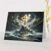 嵐の海に佇む黄金の十字架 カード (黄色い花)
