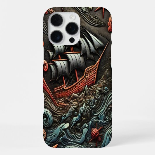 嵐の海に船を送る iPhoneケース (裏面)