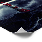 嵐の海のライトハウスのデジタルイラストレーション ポスター (角)