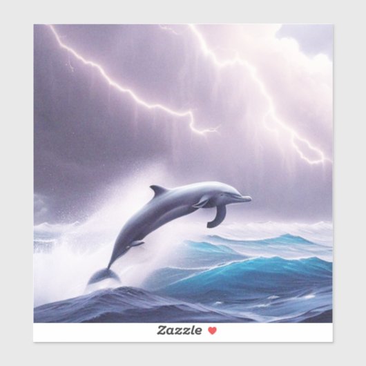 嵐の海の中のイルカの魔法:魅惑的なシーン シール (シート)