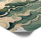 嵐の海の夜に魅惑的な漁師芸術 ポスター (角)