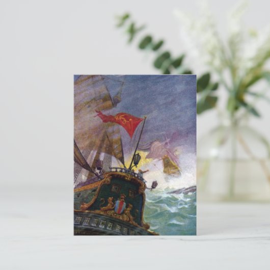 嵐の海の帆船 ポストカード (スタンド正面)