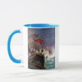 嵐の海の帆船 マグカップ (左)