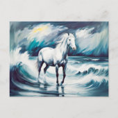 嵐の海の白馬 ポストカード (正面)