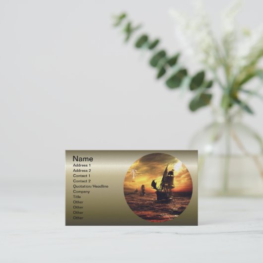 嵐の海の船 名刺 (スタンド正面)