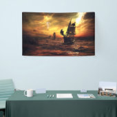 嵐の海の船 横断幕 (トレードショー)