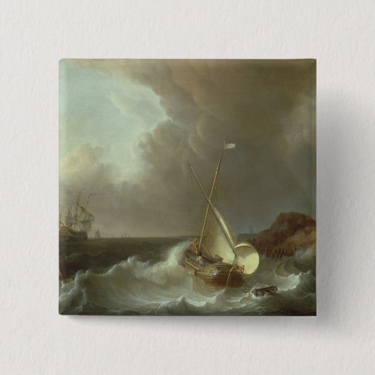 嵐の海のGalleon 缶バッジ (正面)