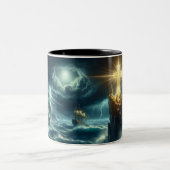 嵐の海を導く黄金の十字架 ツートーンマグカップ (中央)