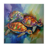 嵐の海を旅する3匹の偉大なカメ タイル (正面)