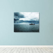 嵐の海を航行する息をのむような船ドラマチック キャンバスプリント (インサイチュ (ウッドフロア))