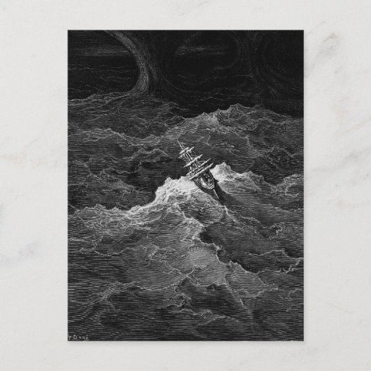 嵐の海を航行する船 ポストカード (正面)