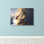 嵐の海ガリラヤのレンブラント・ヴァン・リジン・キリスト キャンバスプリント (インサイチュ (ウッドフロア))