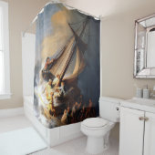 嵐の海ガリラヤのレンブラント・ヴァン・リジン・キリスト シャワーカーテン (インサイチュ)