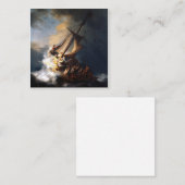 嵐の海ガリラヤのレンブラント・ヴァン・リジン・キリスト スクエア名刺 (正面/裏面)