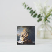 嵐の海ガリラヤのレンブラント・ヴァン・リジン・キリスト スクエア名刺 (スタンド正面)