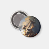 嵐の海ガリラヤのレンブラント・ヴァン・リジン・キリスト マグネット (正面/裏面)