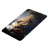 嵐の海ガリラヤのレンブラント・ヴァン・リジン・キリスト マグネット (左側)