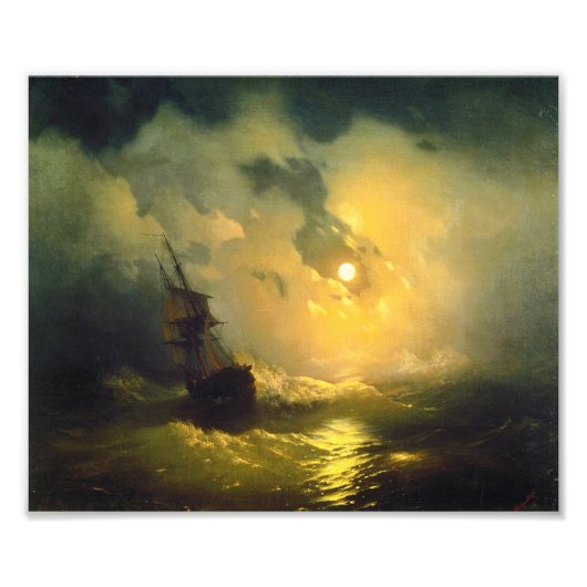 嵐の海 夜 Aivazovsky フォトプリント (正面)