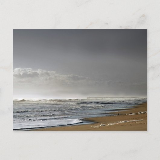 嵐の海、遠い桟橋 ポストカード (正面)