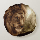 嵐の空に対するライオン ラウンドクッション (裏面)