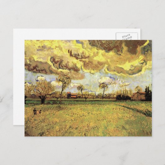 嵐の空の下の風景ビンセント・ヴァン・ゴッホ ポストカード (正面/裏面)