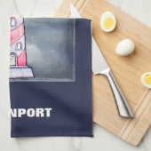 嵐の背景を持つレッドライトハウス キッチンタオル (四つ折り)