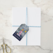 嵐の背景を持つレッドライトハウス ギフトタグ (より糸付き)