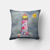 嵐の背景を持つレッドライトハウス クッション (裏面)