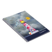 嵐の背景を持つレッドライトハウス ノートブック (右側)