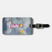 嵐の背景を持つレッドライトハウス ラゲッジタグ (正面横)