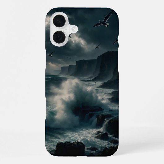 嵐の間の沿岸の崖 iPhoneケース (裏面)