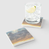 嵐の雲に照らされた夕日 ストーンコースター (横)