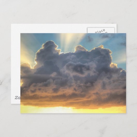 嵐の雲を通した日没の光線 ポストカード (正面/裏面)