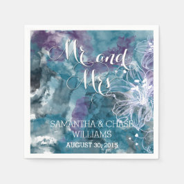 嵐の青い水色ハイビスカス結婚ズ スタンダードカクテルナプキン