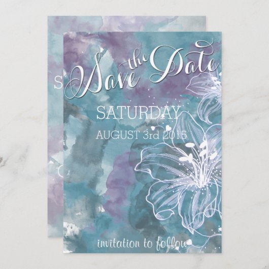 嵐の青い水色ハイビスカス結婚ズ セーブザデート (正面/裏面)