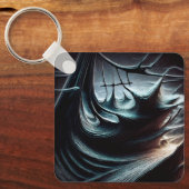 嵐の風で吹き荒れた混沌とした暗い海 キーホルダー (正面)