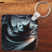 嵐の風で吹き荒れた混沌とした暗い海 キーホルダー (裏面)