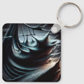 嵐の風で吹き荒れた混沌とした暗い海 キーホルダー (裏面)
