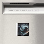 嵐の風で吹き荒れた混沌とした暗い海 マグネット (インサイチュ (食洗機))