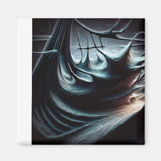 嵐の風で吹き荒れた混沌とした暗い海 マグネット (正面)