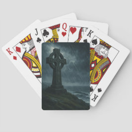 嵐の風に吹かれた海のケルトの十字 トランプ