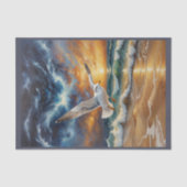 嵐の飛んでいる海の上のカモメ 薄葉紙 (正面)