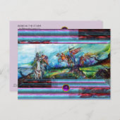 嵐の騎士中世の騎士団ブルー ポストカード (正面/裏面)