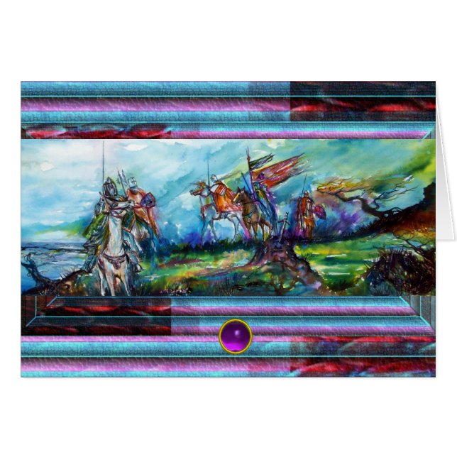 嵐の騎士中世の騎士馬のライダー (正面横)