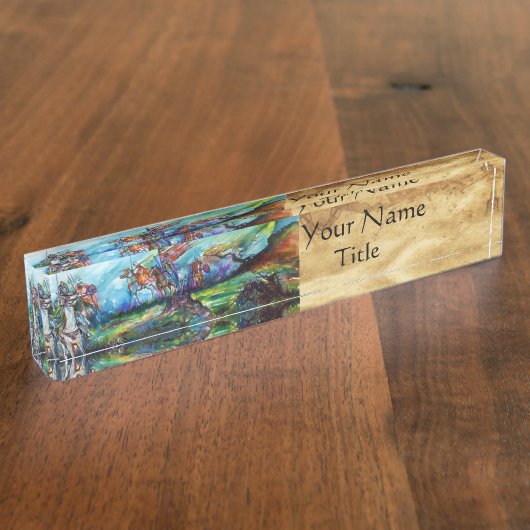 嵐の騎士中世の騎士馬のライダー デスクネームプレート (側面)