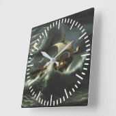 嵐はトマスの部屋によってフリゲート艦を投げました スクエア壁時計 (傾斜)